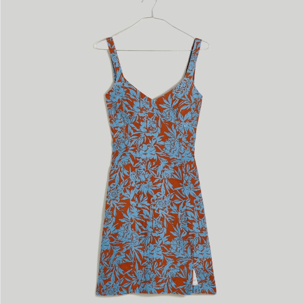 Madewell sweetheart mini dress in floral 100% linen